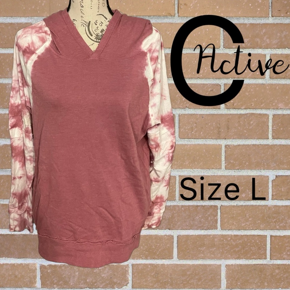 Pink tie-dyed sweatshirt with hoodie size large